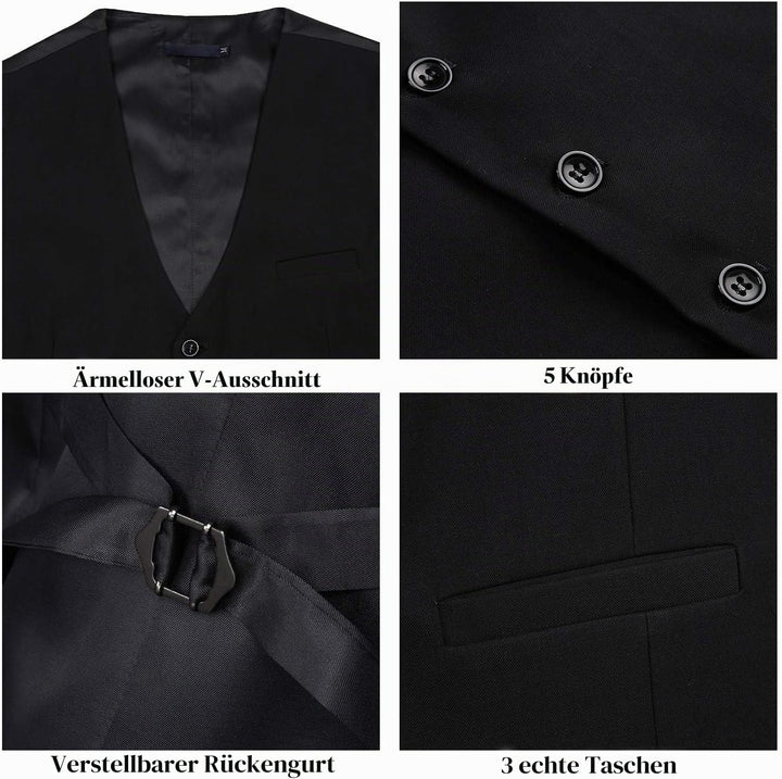 Enlision Anzugweste für Herren Formelle Einfarbige Weste Hochzeit Elegant Anzugwesten Business Weste