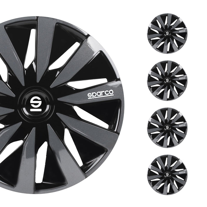 Sparco SPC1491BKGR wheel covers Lazio 14-inch black/grey 14 Inch BLACK/GRAY, 14 Inch BLACK/GRAY