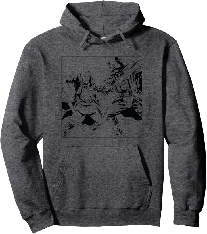Star Wars Obi-Wan Kenobi vs Darth Vader Coloring Sketch Pullover Hoodie