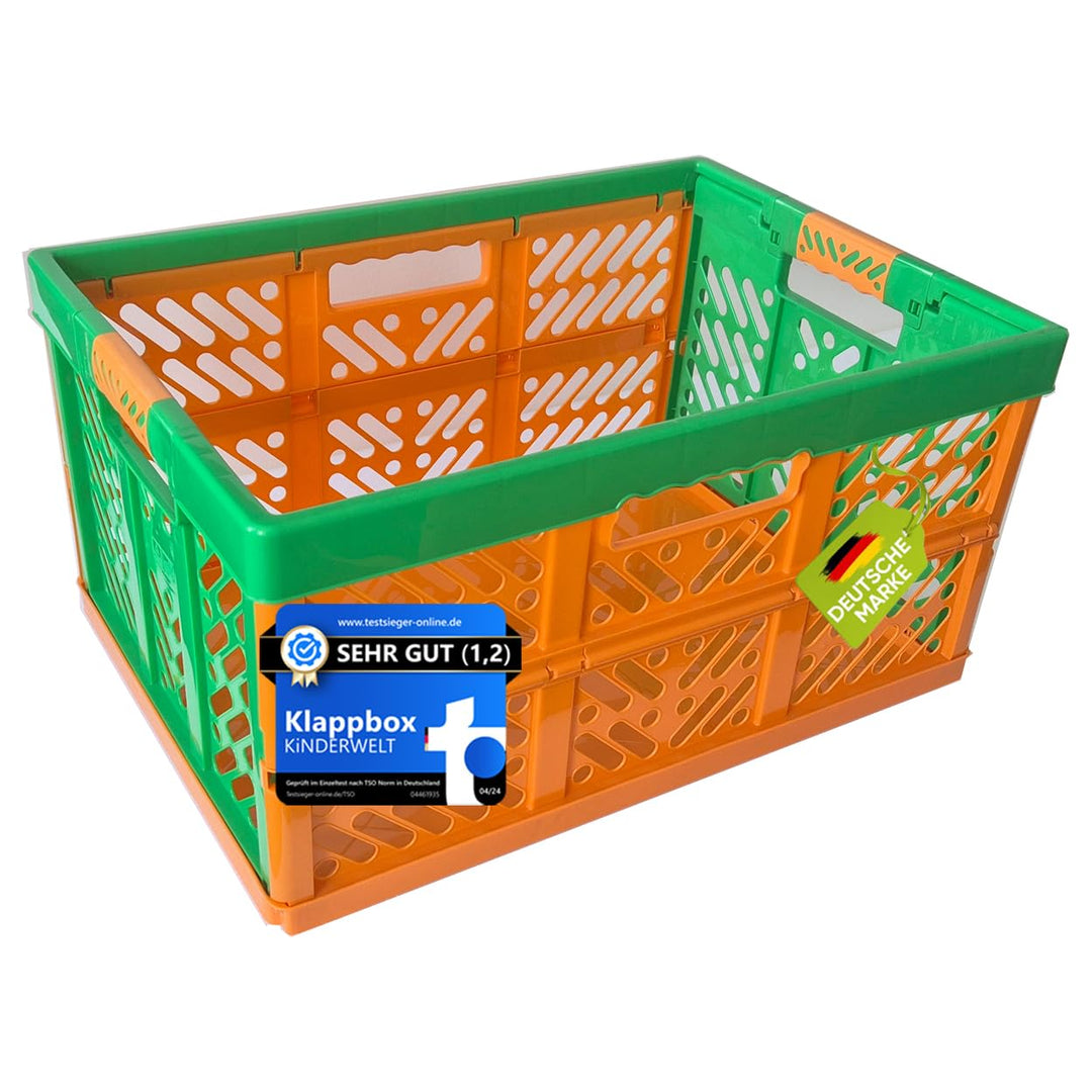 KiNDERWELT Robuste Profi - Klappbox 45 L bis 50 kg - Faltbox, Kiste, Korb zur Aufbewahrung, Transpor