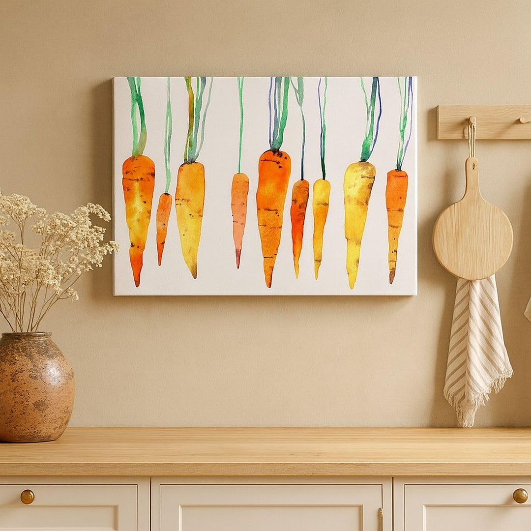 Bilder auf Leinwand 100x70cm Leinwandbild mit Rahmen Karotte Gemüse Gross Wanddeko Bild Schlafzimmer