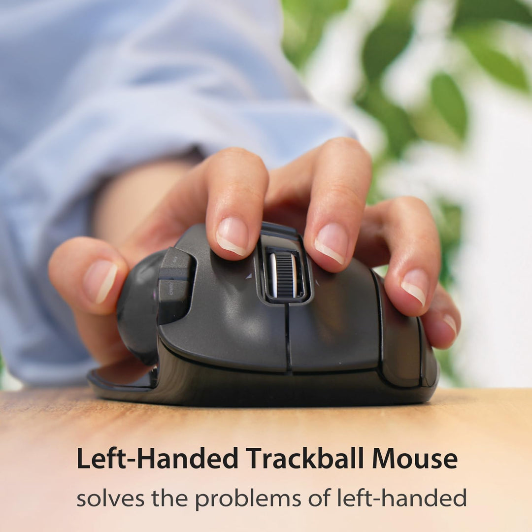 ELECOM EX-G Linkshänder-Trackball-Maus, 2,4 GHz USB Wireless, Ergonomisch, Daumensteuerung, Tracking