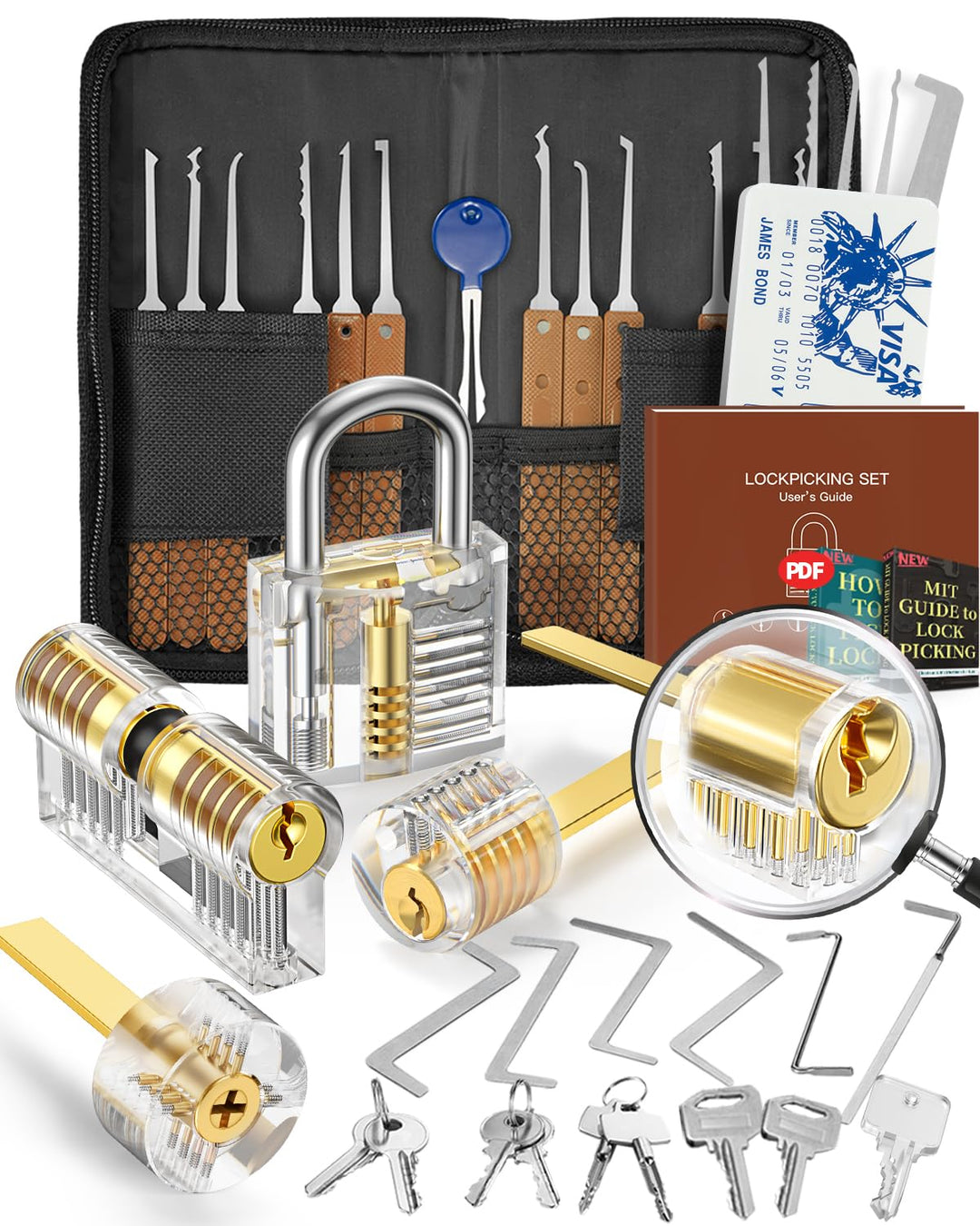 Eventronic 36+5 Stück Lockpicking Set, [2024 Neue Schwierigste Schlösser Hinzufügen] Dietrich Set mi