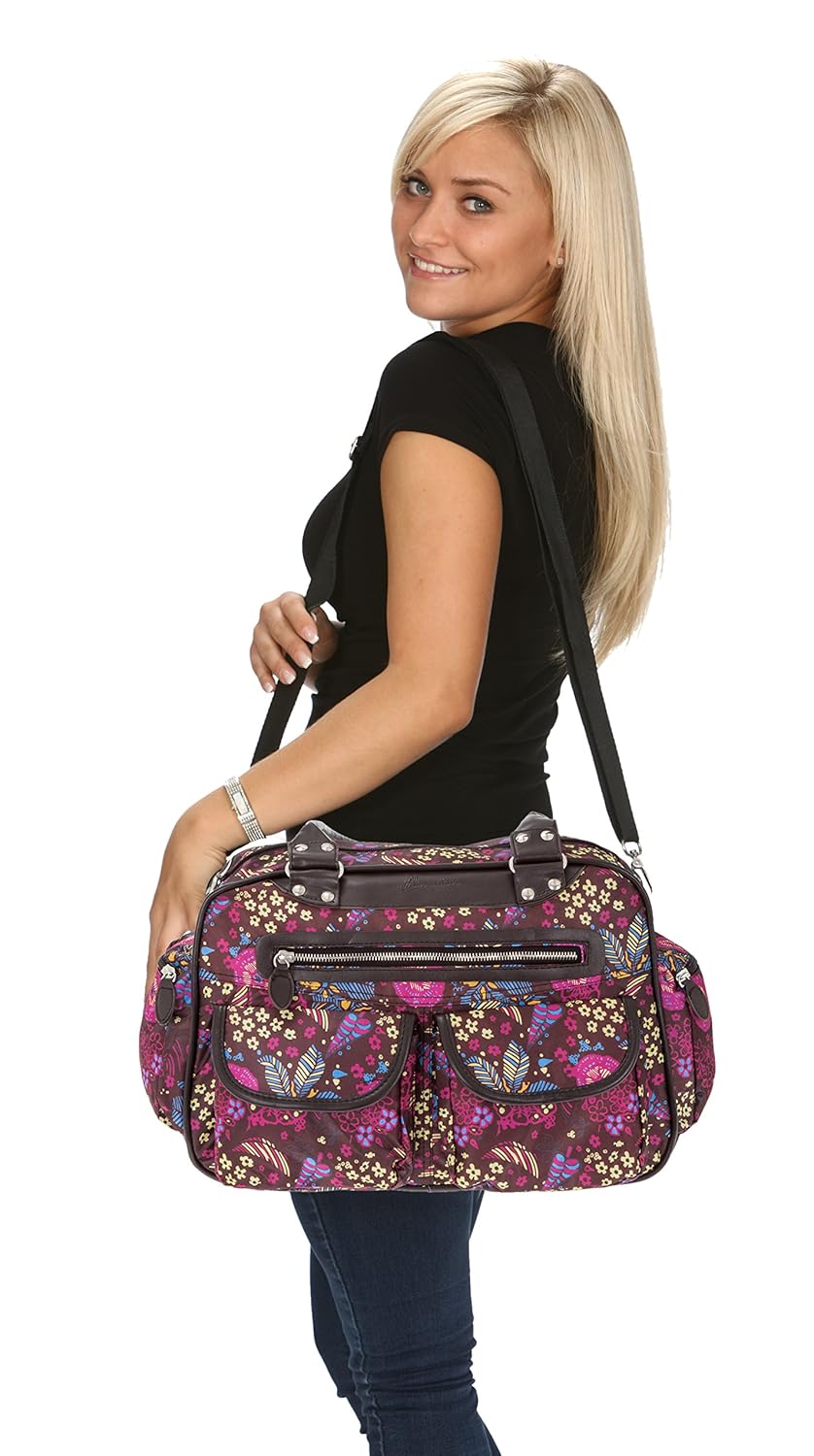 6 TEILE Set: ALESSANDRO Wickeltasche FLEUR Babywickeltasche + Wickelmatte + Windeltasche + Wäschesac