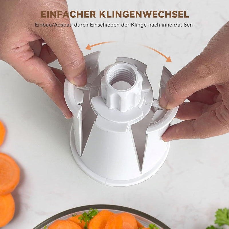 KitchenBoss Gemüseschneider Manuell,Mandoline Gemüsehobel:Käsereibe,Trommelreibe 3 in 1,Geeignet für