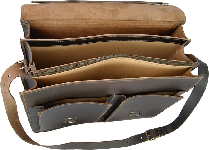 Freiherr von Maltzahn Grosse Aktentasche EINSTEIN 1, 42 cm, braun, Bio-Leder, Made in Germany + Lede