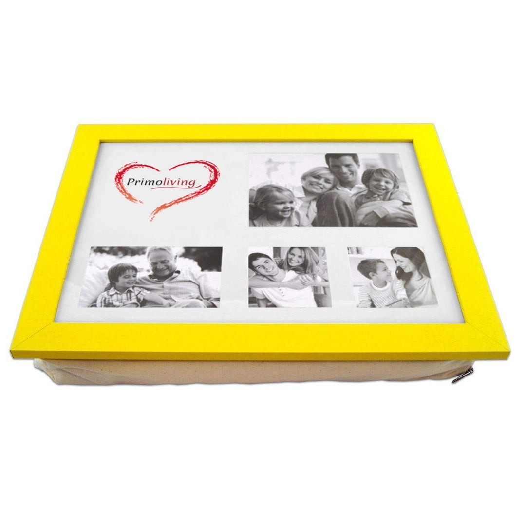 PrimoLiving Knietablett mit Fotorahmen - 43 x 32,5 x 8 cm – Tablett als Laptopunterlage – Sofa oder