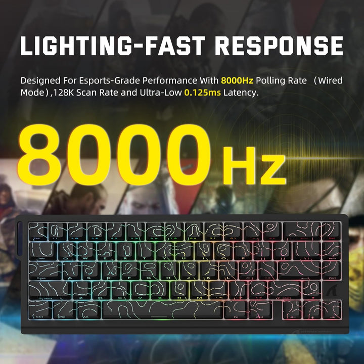 ATTACK SHARK 3-in-1 Kabellose X68PRO HE-Tastatur&X11-Gaming-Maus&Spiral-C01PRO-Kombination,BT/2,4G/W