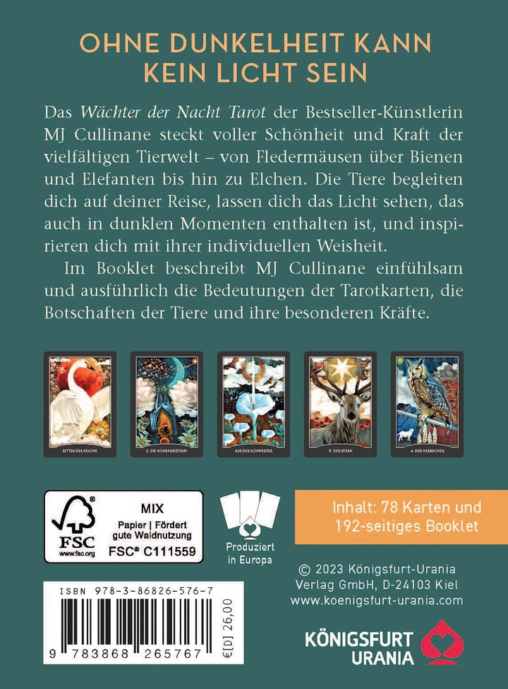 Wächter der Nacht Tarot: 78 Tarotkarten (Krafttiere Tarot, Fledermaus, Elster, Biene... Tiertarot De