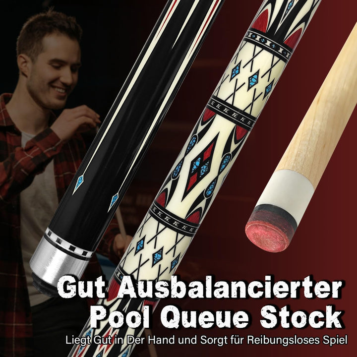 Pool Cue Stick Billard Queue,58“ Pool-Billardqueue BillardStock 12,5 mm Lederspitze Cue Sticks for P