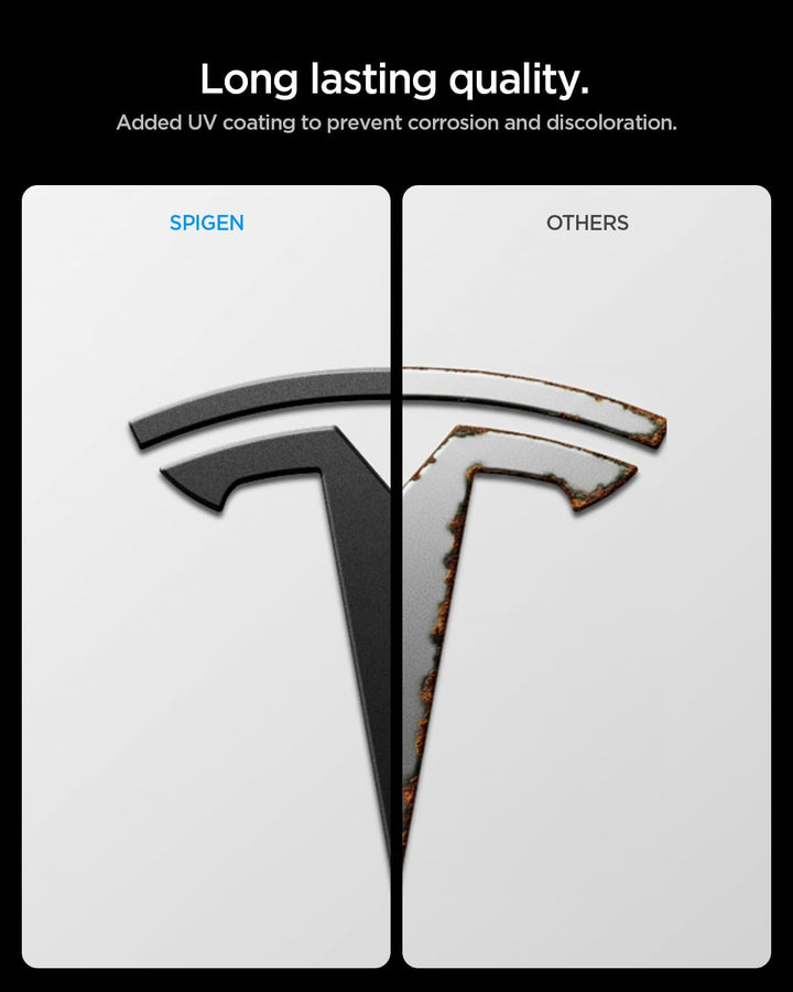 Spigen Tesla Model Y Juniper 2025 2026 Frontemblem mit Logo, Perfekte Passform, Kratzfeste PC-Abdeck