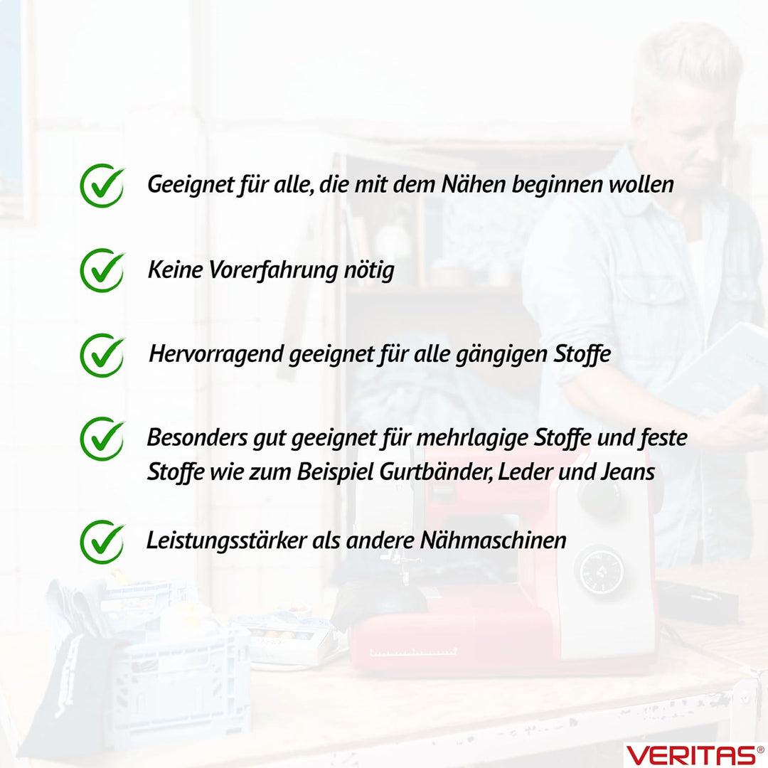 VERITAS Nähmaschine Power Stitch 17 I Mechanische Nähmaschine I 17 Stichprogramme I Auto-Fadenspannu