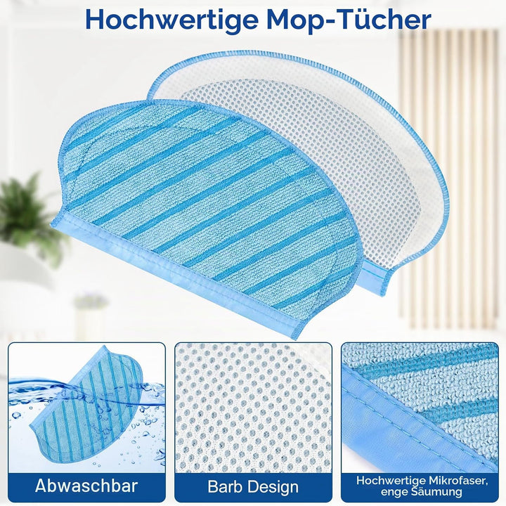 18 Stück Filterbürste Wischtuch Set für Ecovacs Deebot Ozmo 920 950, für Yeedi 2 Hybrid Staubsauger