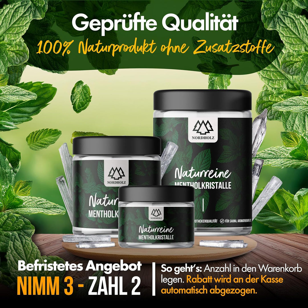Mentholkristalle [50gr] für Sauna in Premium Qualität aus 100% Minzöl - Befreit die Atemwege und sor