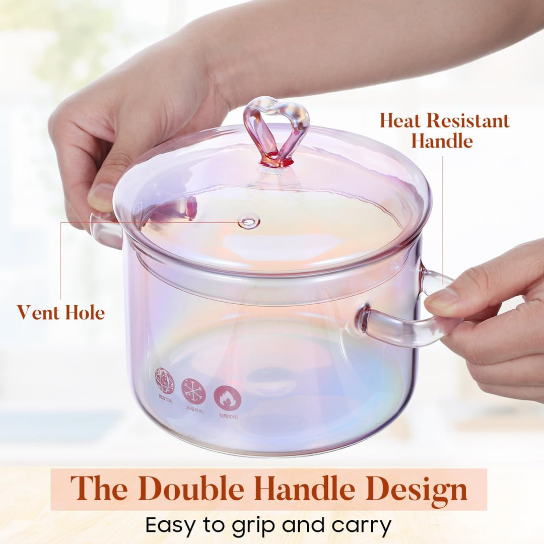 Happyyami Klarer Glastopf Glaspan Hitzebeständige Glas Kochtopf Suppentopf Für Küche Restaurant Koch