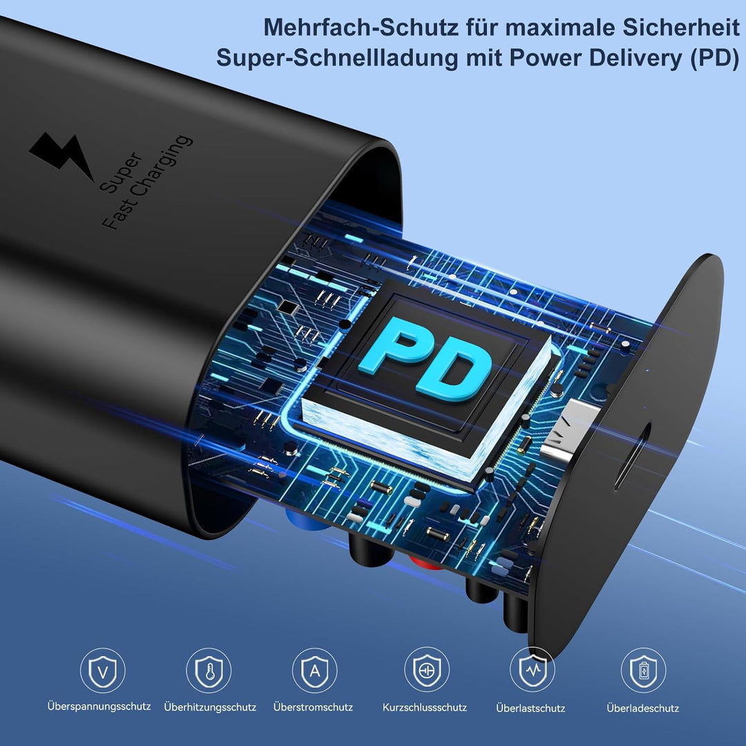 USB C Ladegerät 2er-Pack 25W Schnellladegerät Netzteil Ladekabel Type C Schnellladekabel Handy Steck