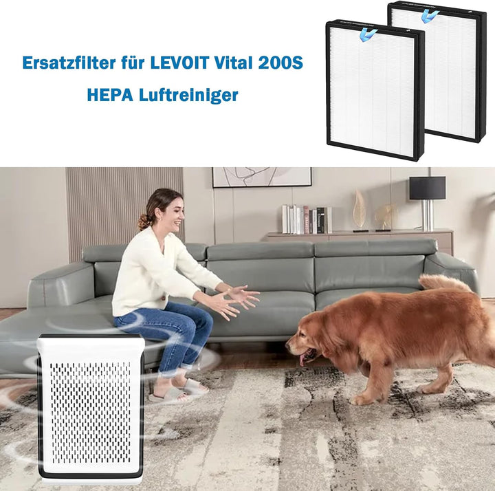 Vital 200S Ersatzfilter für LEVOIT Vital 200S Luftreiniger, 3-in-1 H13 Ersatz HEPA Filter Hocheffizi