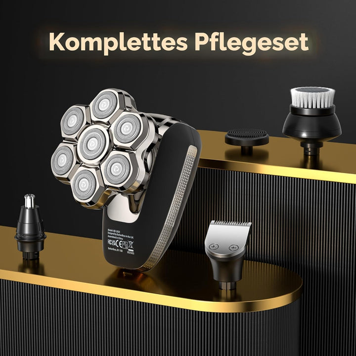 BarberBoss Glatzen Rasierer Herren, Magnetischer Rotationsrasierer, 7D Glatzenrasierer für Männer, 5