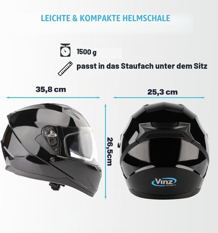 VINZ Kennet Integralhelm mit Sonnenblende | Motorrad Helm Vollvisierhelm Mopedhelm | Motorradhelm Fu