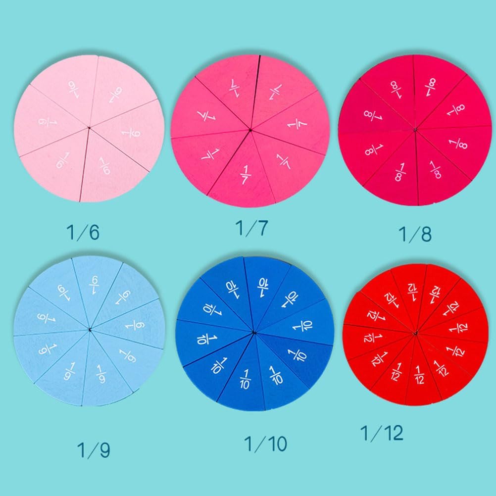 BESTonZON Buntes Holz bruchkreis lernspielzeug für Vielseitige Bruchscheiben zur Anschaulichen Mathe
