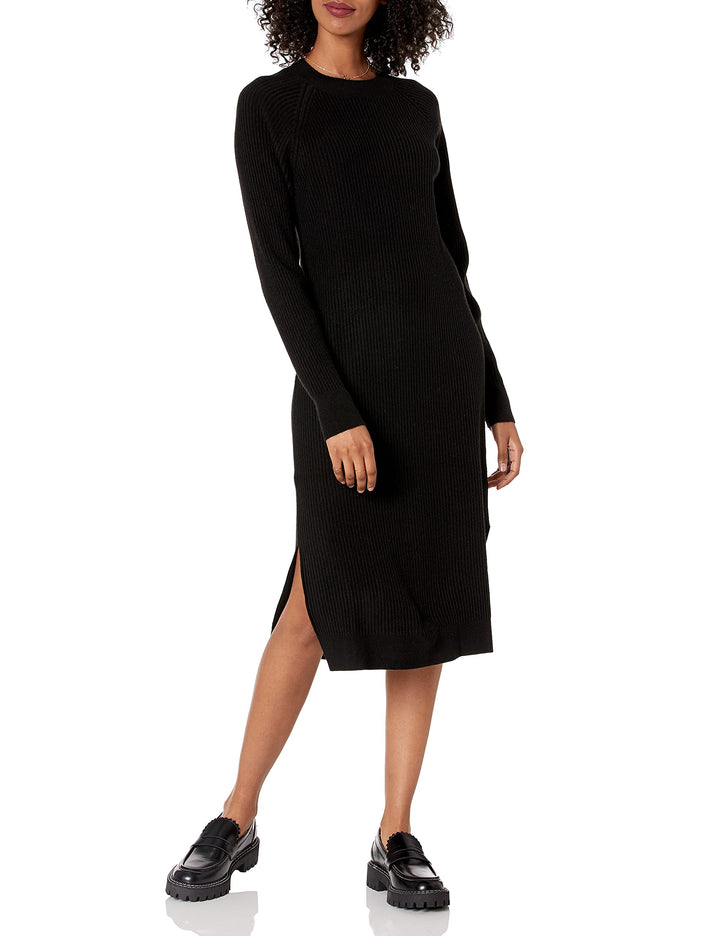 The Drop Renata Ripp-Midikleid für Damen, Schwarz