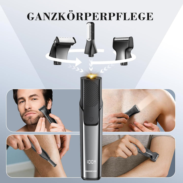 MAXGROOM 3-in-1 Körperrasierer Herren, Wasserdicht Trocken und Nass Intimrasierer Mann, Elektrisch R