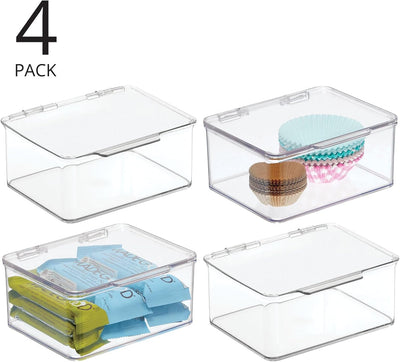 mDesign 4er-Set Küchen Organizer mit Deckel – kleine Vorratsdosen für Küchenregal und Vorratskammer