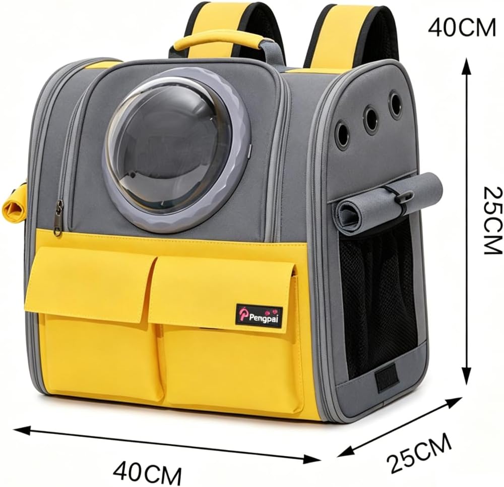 Haustiertasche Rucksack für Katzen Hunde 8kg, Atmungsaktiv Grosser Tiertransportrucksack 3 Eintritt