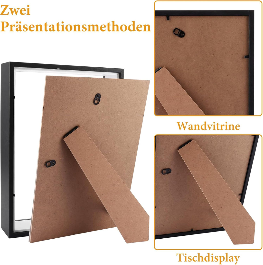 3 Stück 3D Bilderrahmen zum Befüllen A4 3D Tief Objektrahmen 5CM 3D Rahmen für Objekte Blumen, Hochz