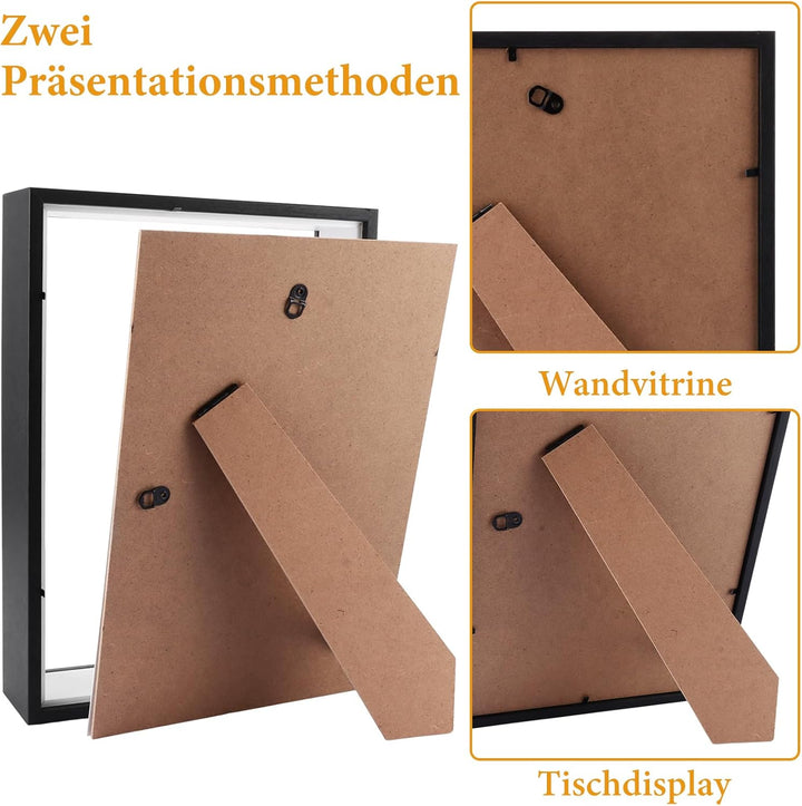 3 Stück 3D Bilderrahmen zum Befüllen A4 3D Tief Objektrahmen 5CM 3D Rahmen für Objekte Blumen, Hochz