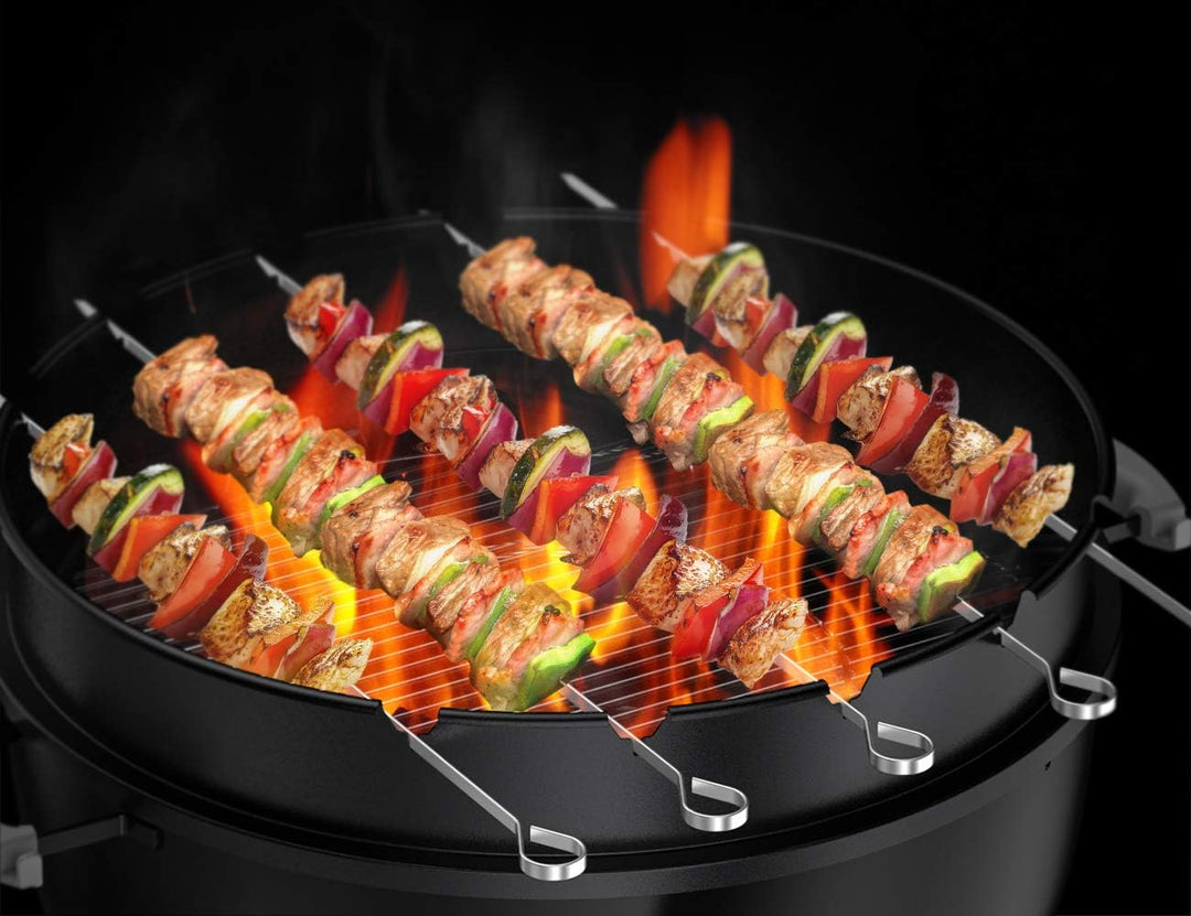 Onlyfire Schaschlik Rotisserie Grillspiess Set, 5 Spiesse mit Grillaufsatz, Schaschlikspiess für 57