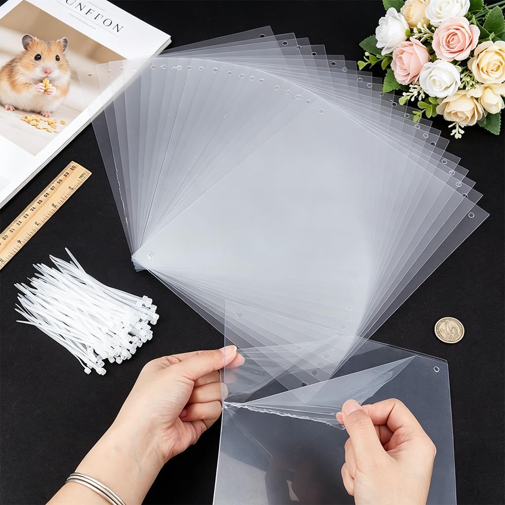 BENECREAT 24 Packung Haustierkäfigschutzliner Set, 260x210mm Klarer Käfigrandschutz Urin Schutz für