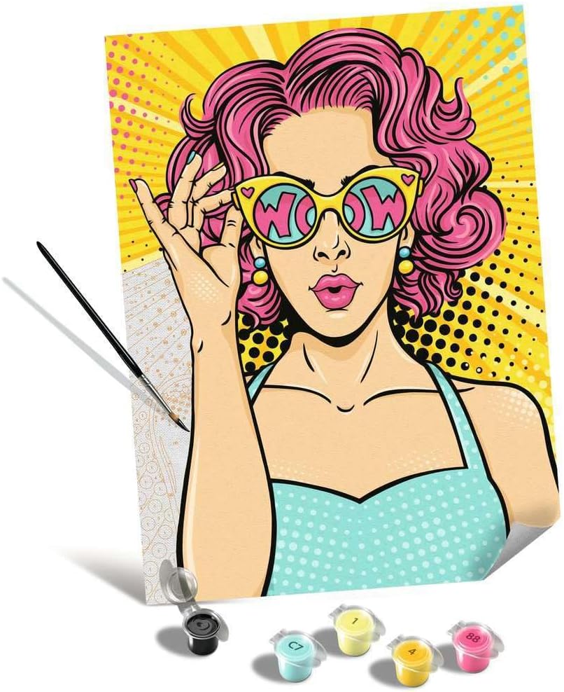 Ravensburger CreArt 25857 - Lady in Pink (Popart) - Malen nach Zahlen Erwachsene, DIY Malset mit Pin