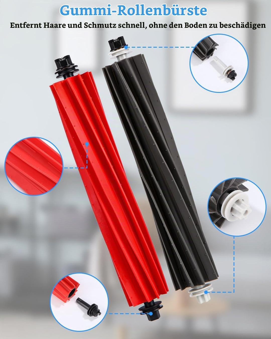 Zubehörset für Roborock Q8 Max+/Q8 Max/Q5 Pro+/Q5 Pro Saugroboter, 2 Hauptbürste, 4 Hepa-Filter, 4 W
