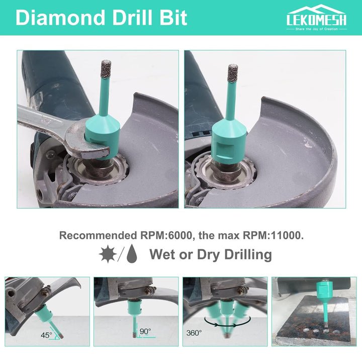 Diamantbohrkrone Fliesenbohrer 5Stück 6MM Lochsäge - LEKOMESH Für Porzellan Keramik Fliesen Marmor G