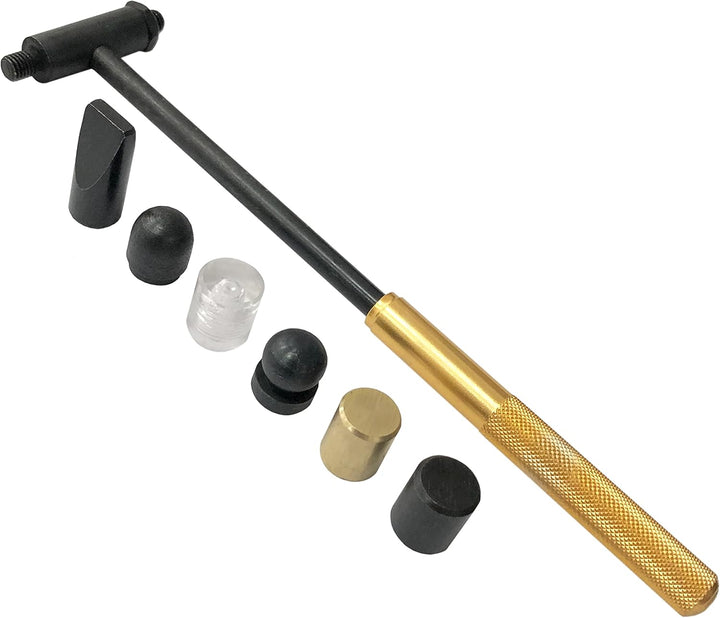 Jewellers Tools 6,3 cm Stahl/Gummi Block & 6 Hammer Set Präzisionshammer austauschbare Köpfe (495)