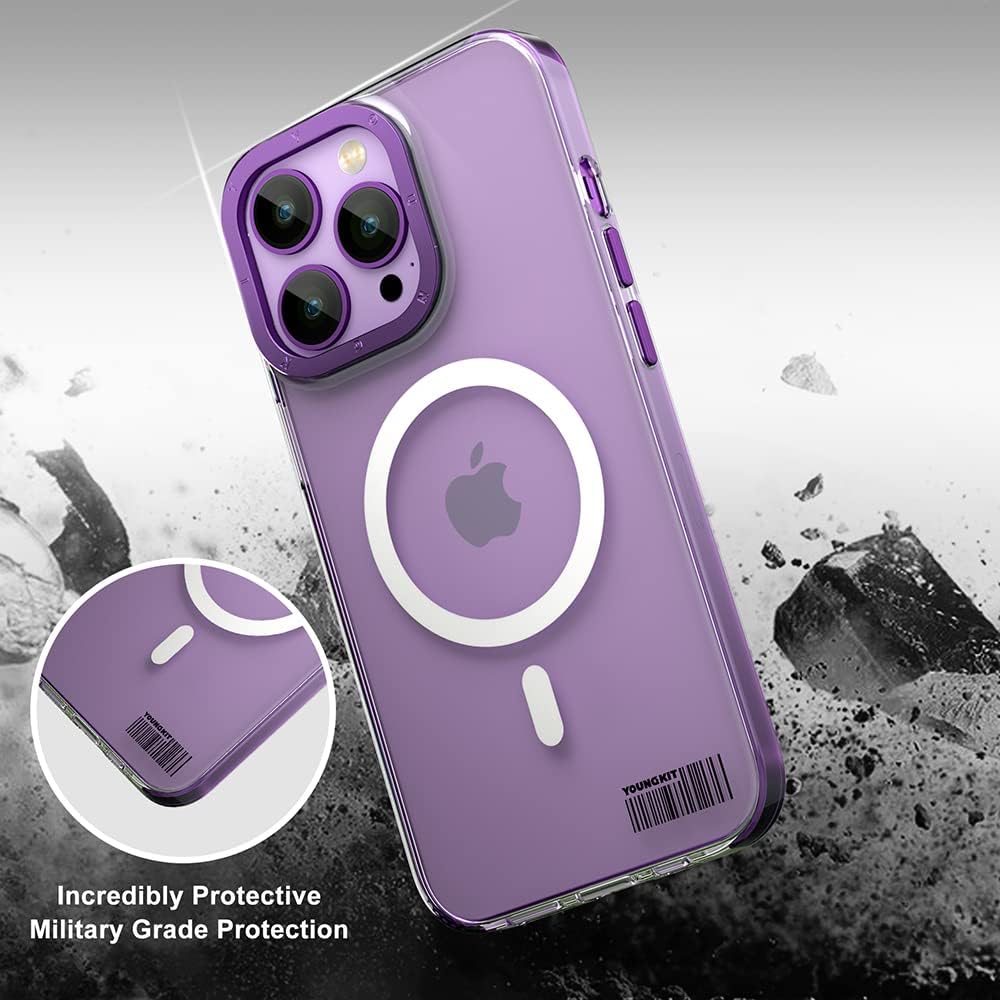 YOUNGKIT für iPhone 14 Pro Hülle, Stossfeste Kratzfeste Schutzhülle Slim Klar Case Chargement magnét