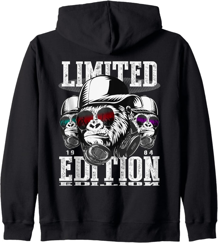 Limited 1984 Edition DJ Gorilla Geburtstag Rückendruck Kapuzenjacke