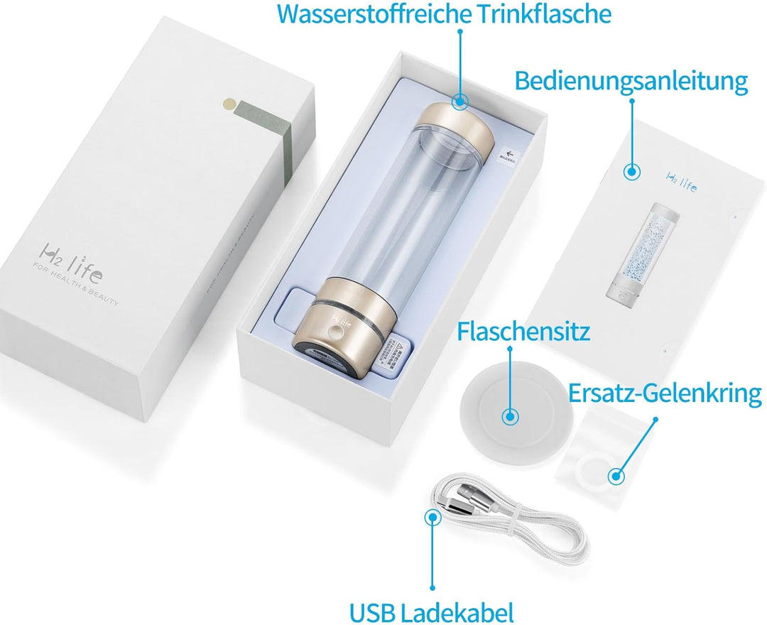 H2 Life Wasserstoff Wassergenerator, professionelle BPA freie Wasserstoff Wasserflasche Dual Modus t