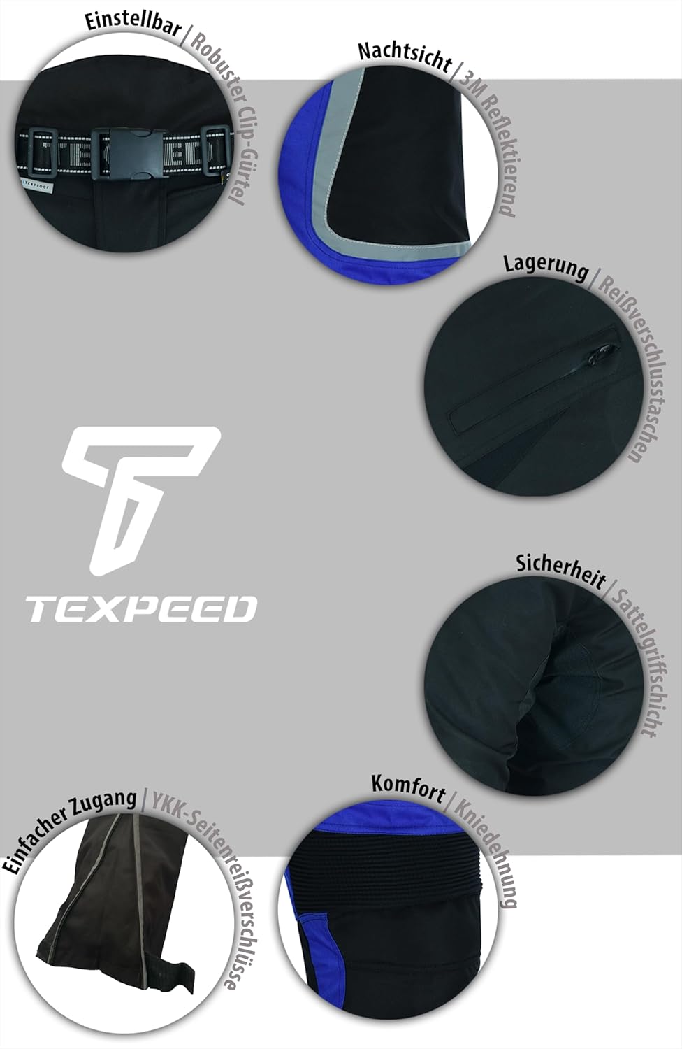 Texpeed Motorradhose Mit Protektoren Herren - Textil Wasserdicht Motorroller Motorrad Bikerin Mit Sc