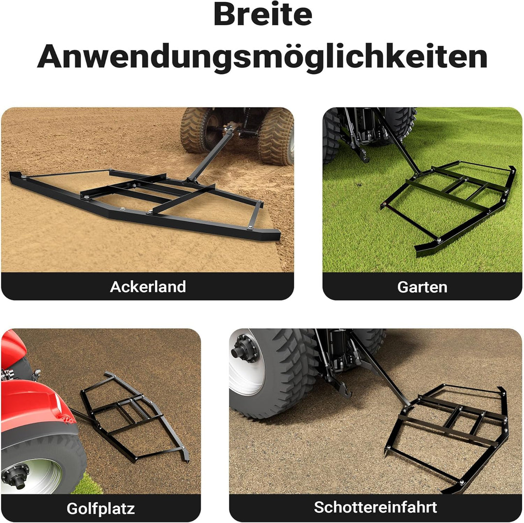 Wiltec Schleppegge 190 x 98 cm, Wiesenegge für Rasentraktor, ATV und UTV, Wiesenschleppe zur Bodenbe