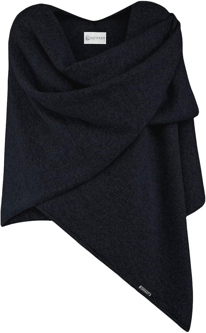 GIESSWEIN Merino Lambswool Cape - Eleganter Feinstrick Überwurf aus Lammwolle, Merinowolle Cape für