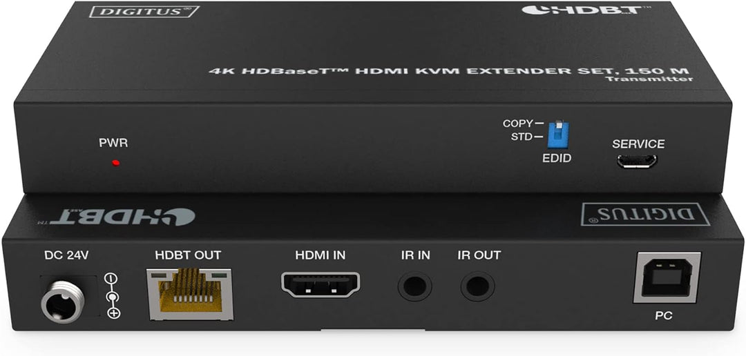 DIGITUS HDMI KVM Extender - 4k/60Hz - Sender & Empfänger - HDBaseT 1.0 - HDMI 2.0b - USB 1.1 - Reich
