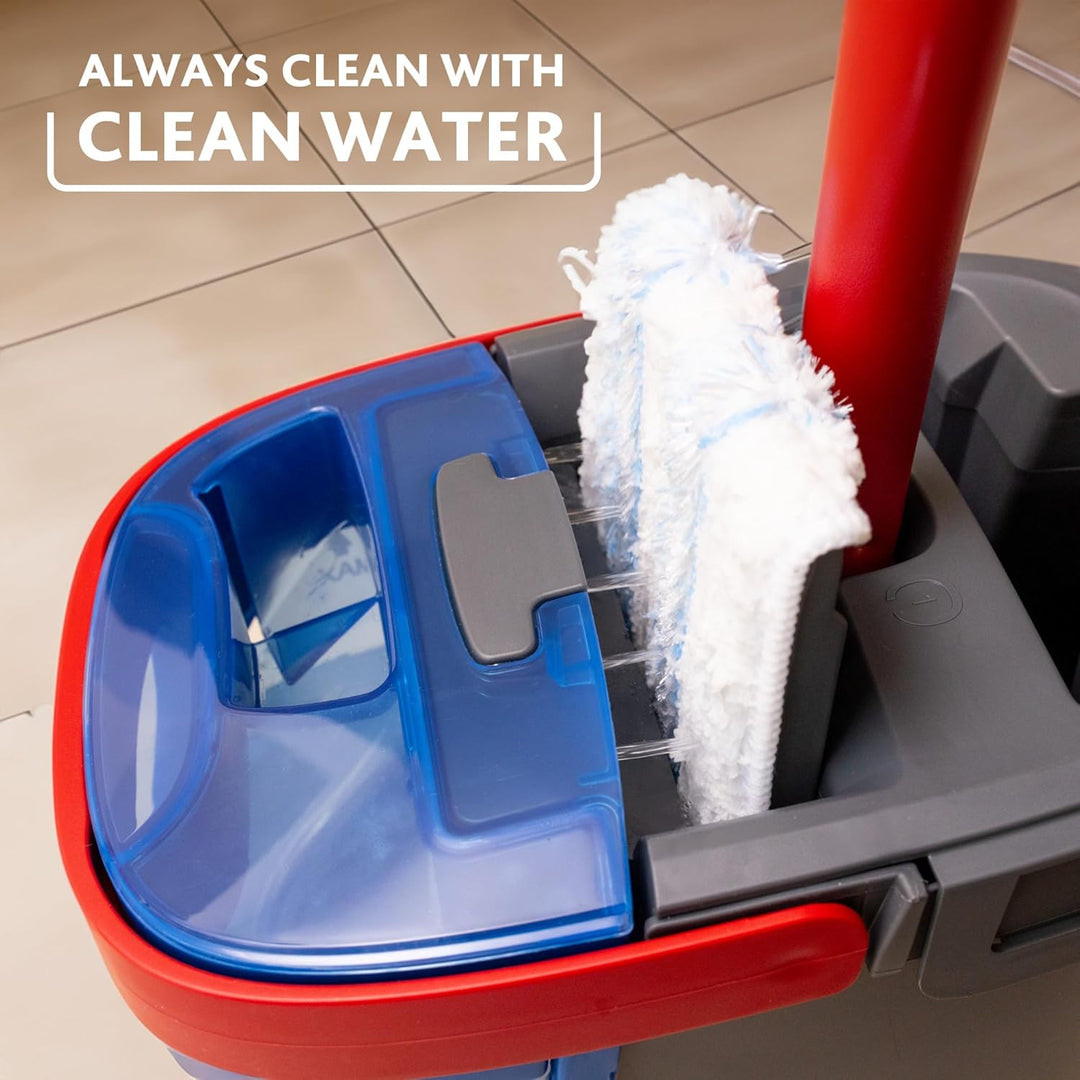 Vileda Bodenwischer Reinigungsset H2PRO Flat Mop Stiel Zweitanksystem Wischer