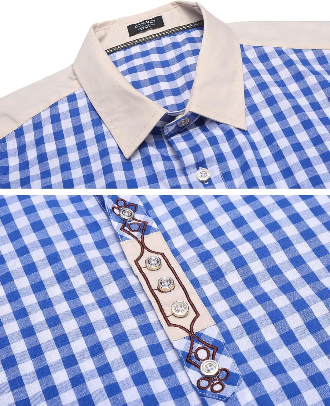 COOFANDY Hemd Herren Langarm Trachtenhemd Kariertes Oktoberfest Hemd Freizeithemd Karohemden Herrenh