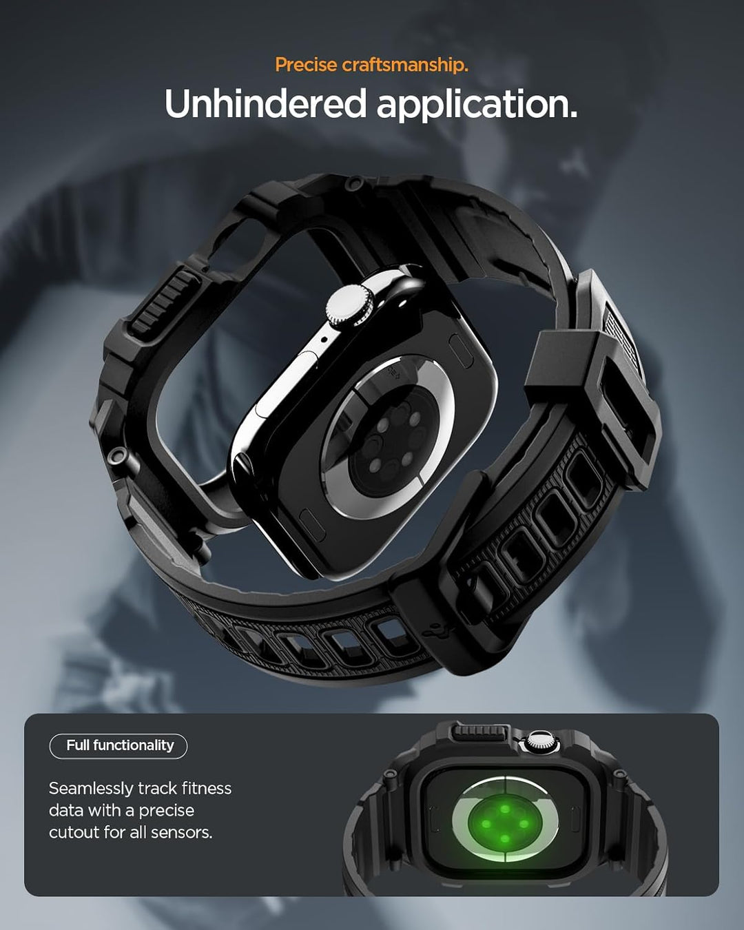 Spigen Rugged Armor Pro 2 Hülle mit Band für Apple Watch 11/10 46mm | TPU-Unibody-Hülle mit Armband,