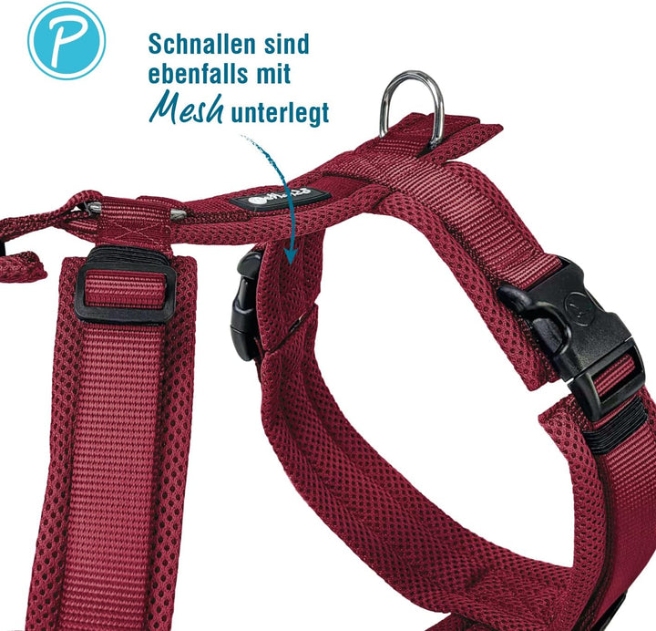 Petlando Hundegeschirr gepolstert, Mesh Y-Comfort, weich, stufenlos verstellbar, besonders leicht &amp;