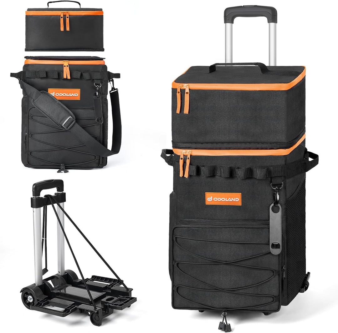 Odoland Kühltasche gross 48/72 can Rollkühler Picknicktasche mit Rädern und Griff Auslaufsicher & Wa
