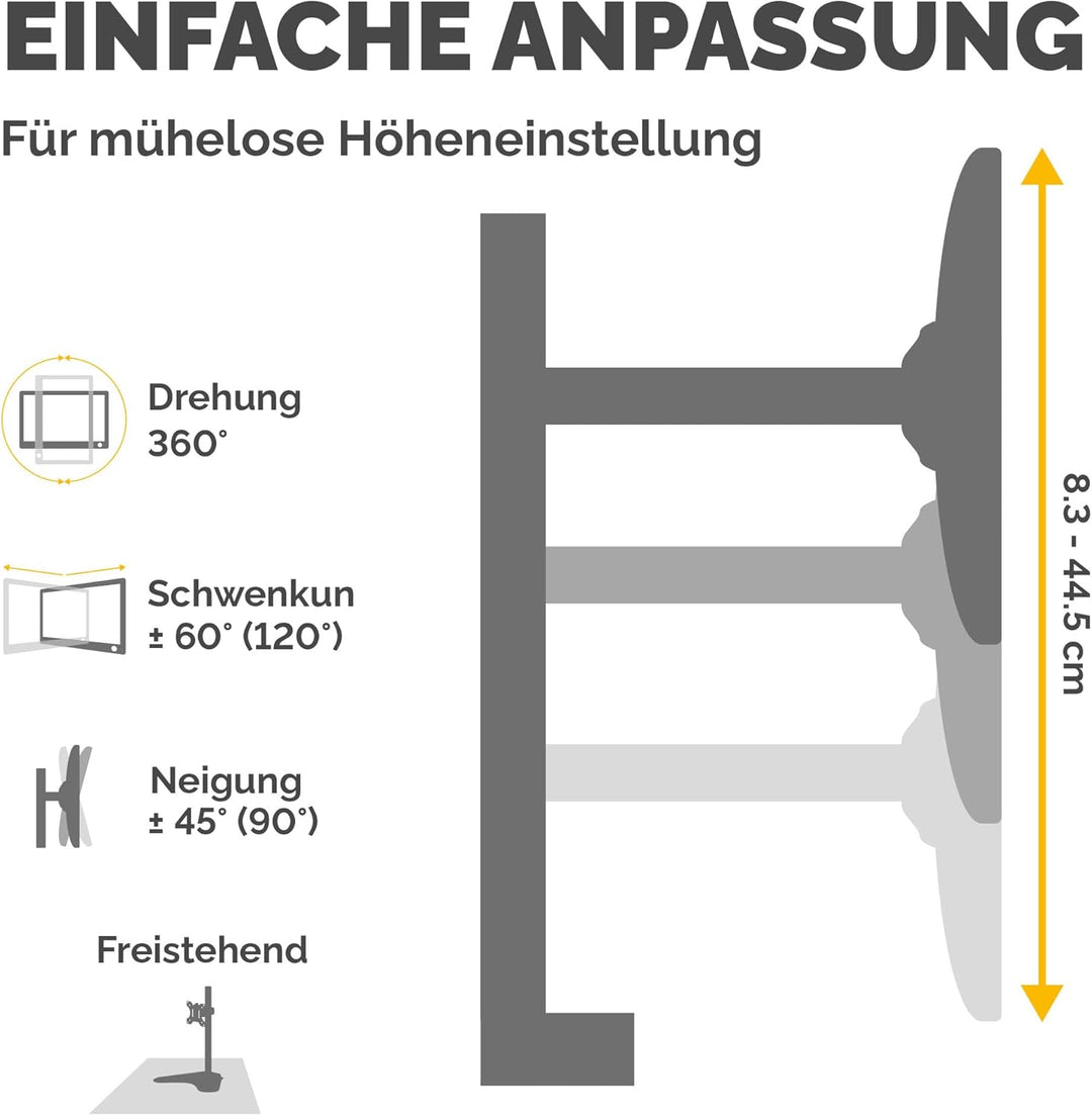Fellowes Monitorarm Seasa mit Standfuss - höhenverstellbar - ergonomisch - für 1 Monitor bis 81,28 c