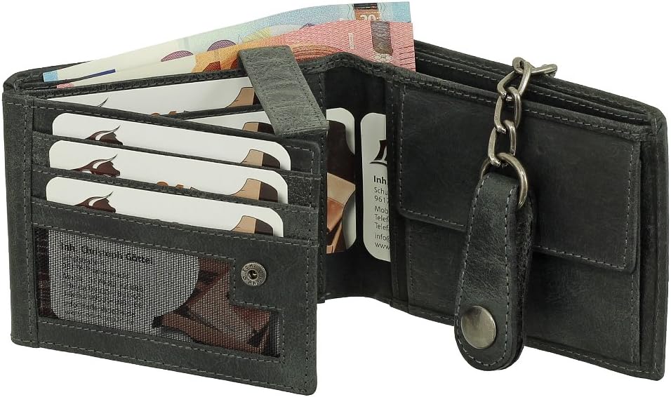 Ledershop24 Luxus Leder Bikerbörse mit Kette Geldbörse Portemonnaie Geldbeutel 12,5 cm vers. Farben